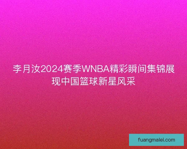 李月汝2024赛季WNBA精彩瞬间集锦展现中国篮球新星风采