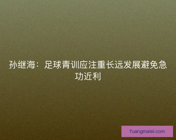 孙继海：足球青训应注重长远发展避免急功近利